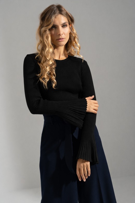 Ribbed knit sweater with flare sleeves Ribbed knit sweater with flare sleeves