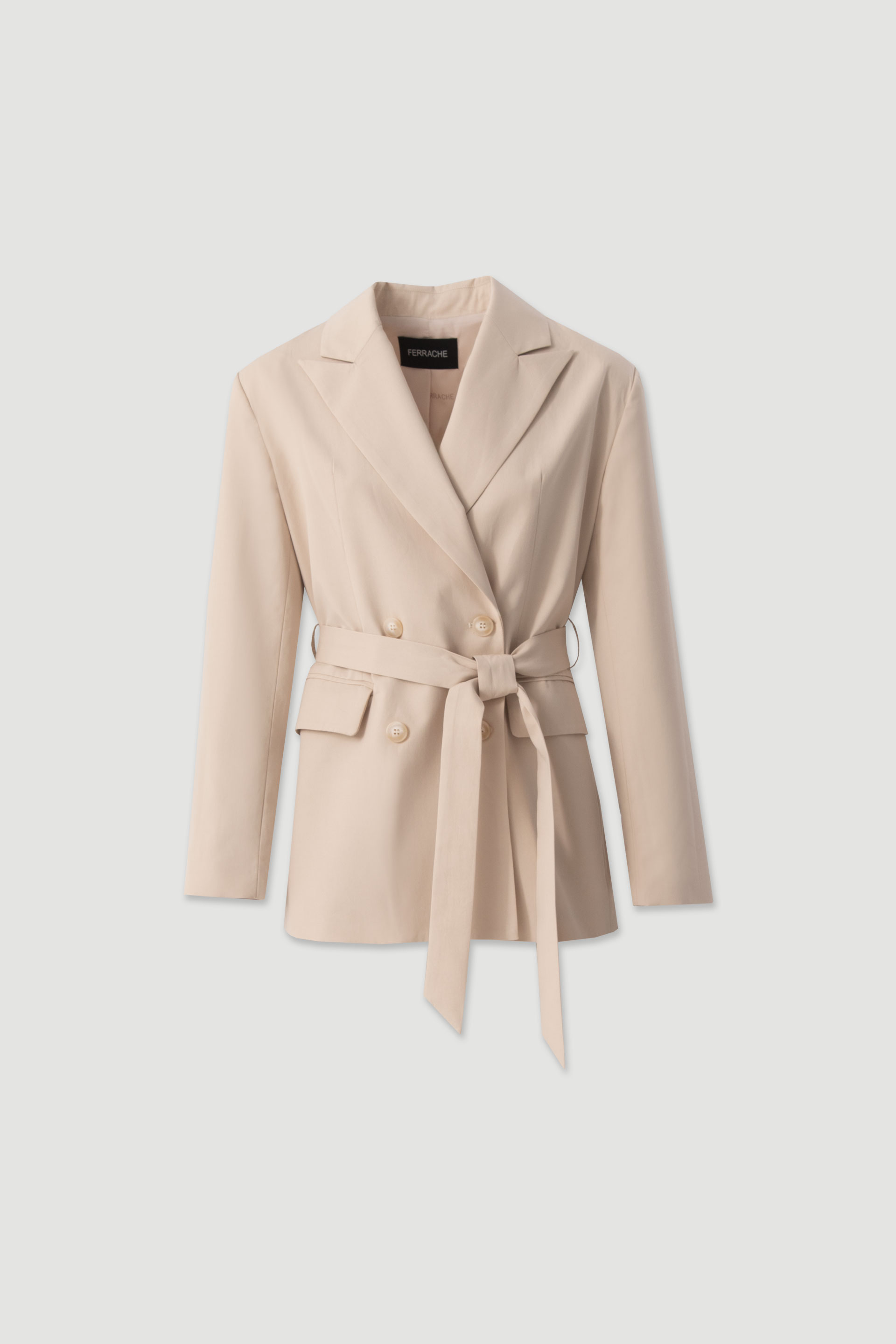 Cotton wrap blazer with belt