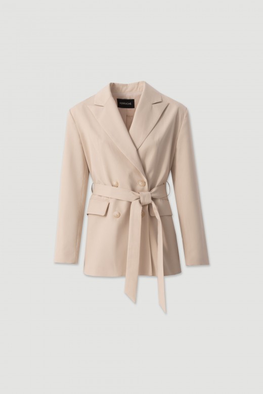 Cotton wrap blazer with belt Cotton wrap blazer with belt