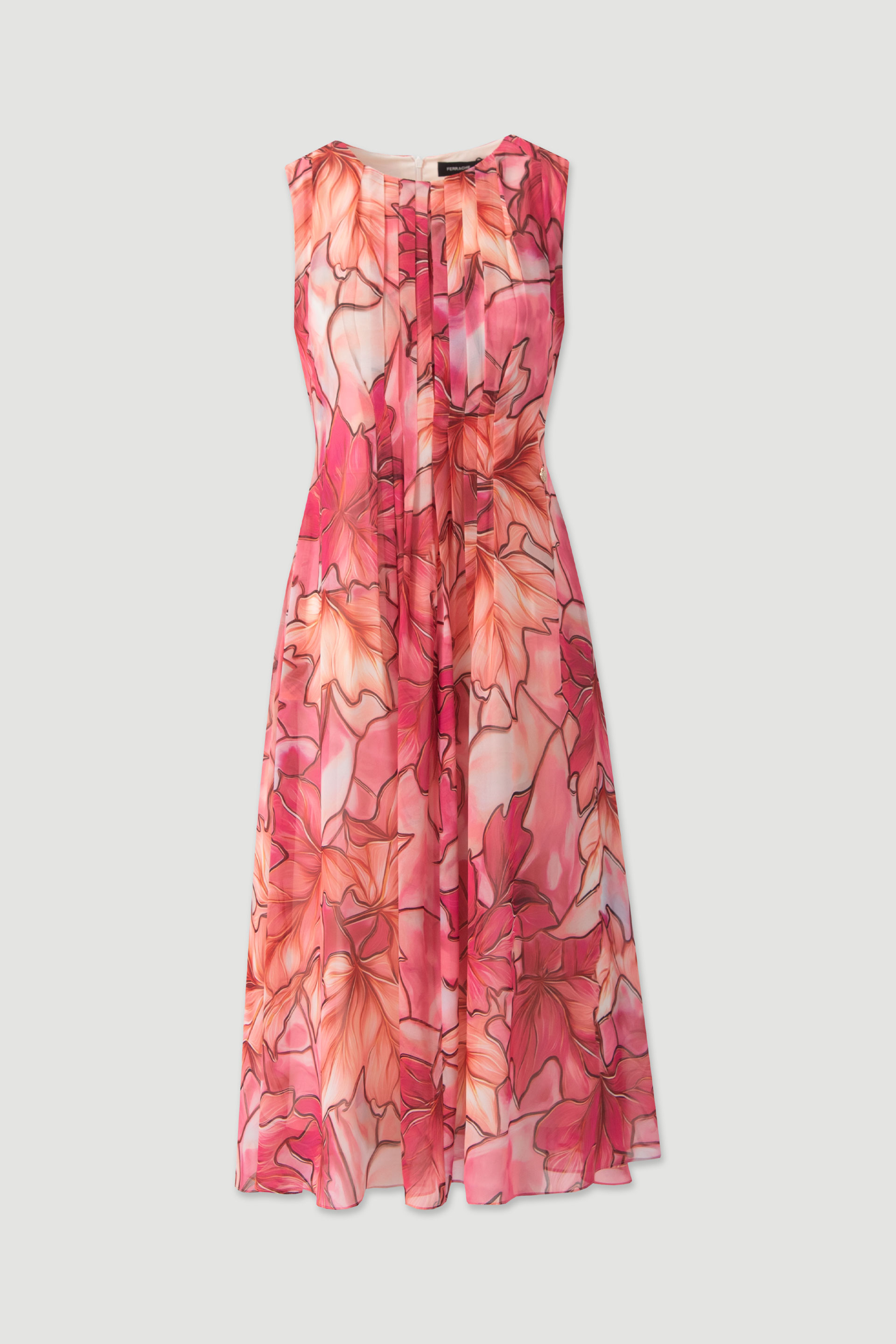 Printed pleated midi dress
