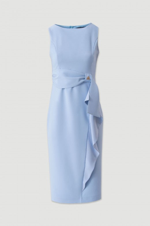 Midi dress with belt detail and side ruffle Midi dress with belt detail and side ruffle
