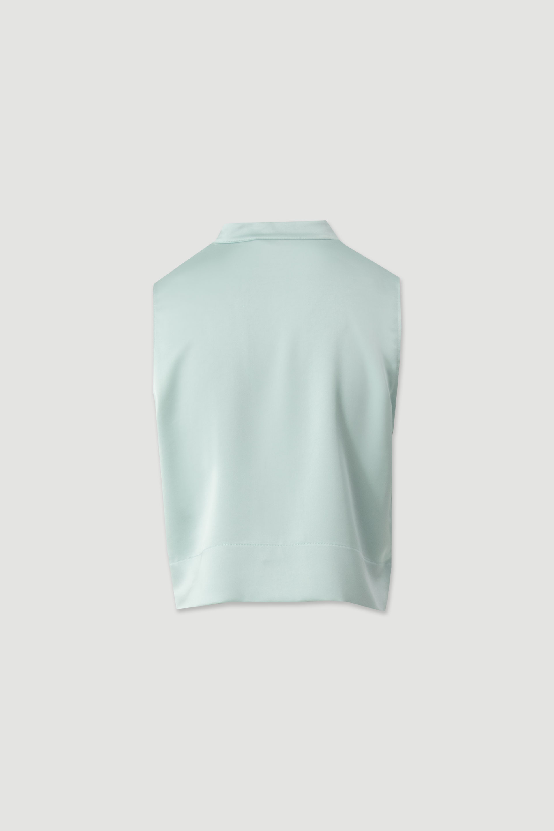 Cropped satin top with structured neckline