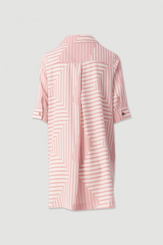Short shirt dress with geometric striped pattern Short shirt dress with geometric striped pattern