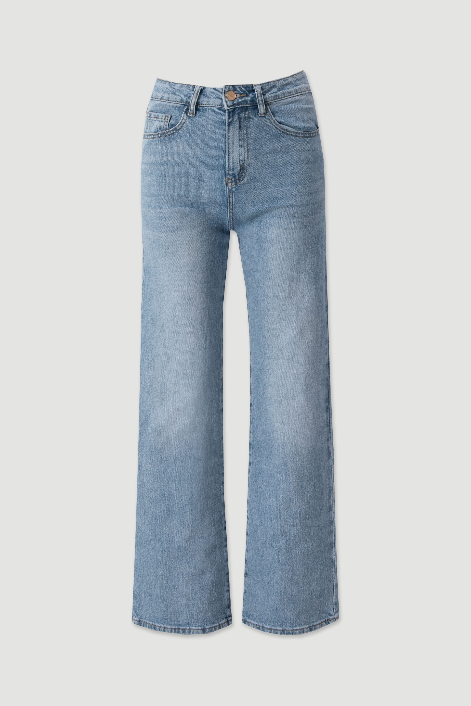 Mid-rise straight cotton jeans