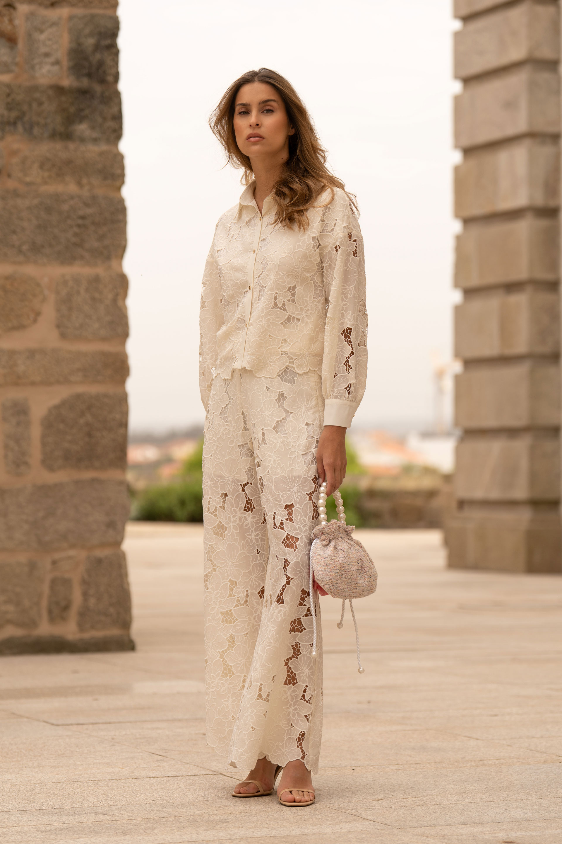 Floral lace trousers