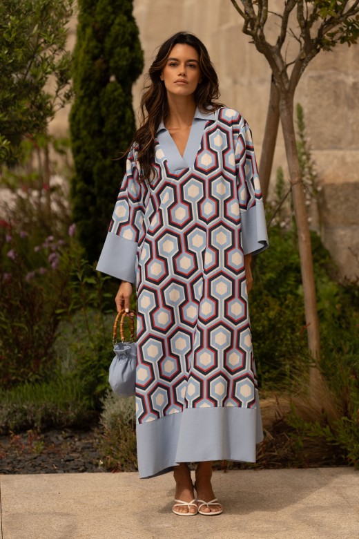 Flowing dress with geometric pattern