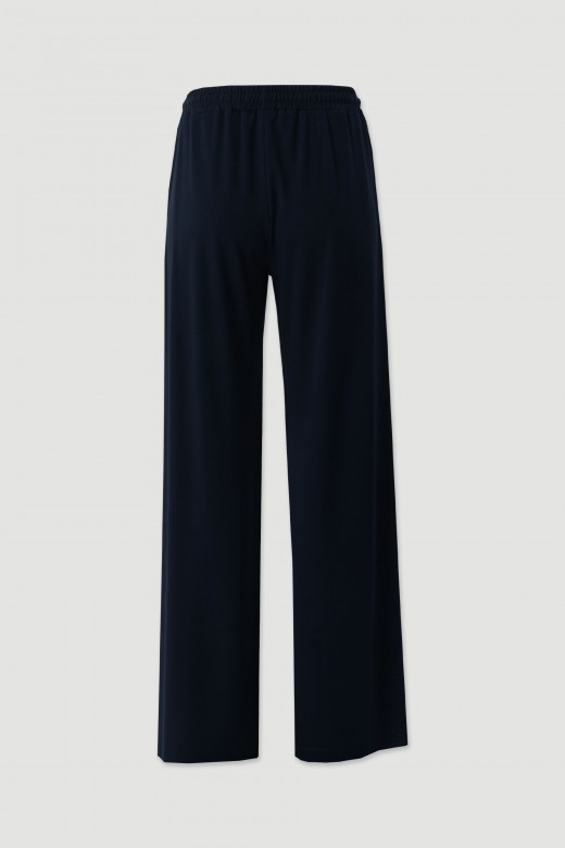 Wide-leg knit trousers with elastic waistband Wide-leg knit trousers with elastic waistband
