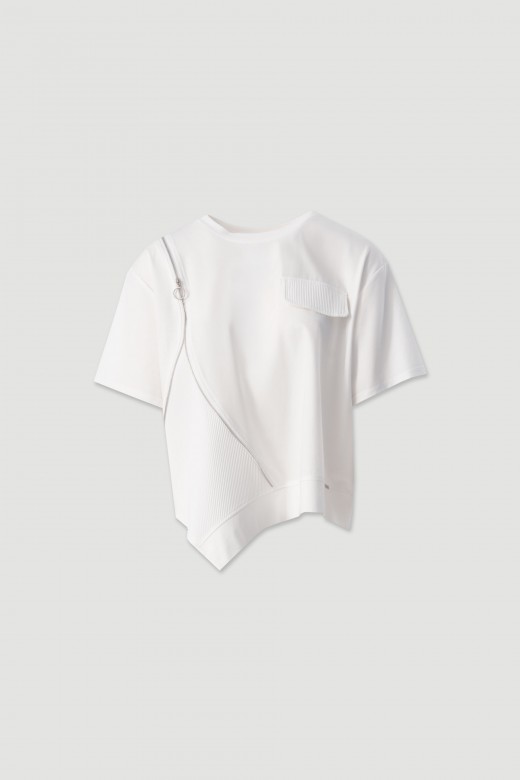 T-shirt with asymmetrical zip T-shirt with asymmetrical zip