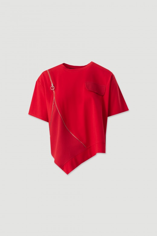 T-shirt with asymmetrical zip T-shirt with asymmetrical zip