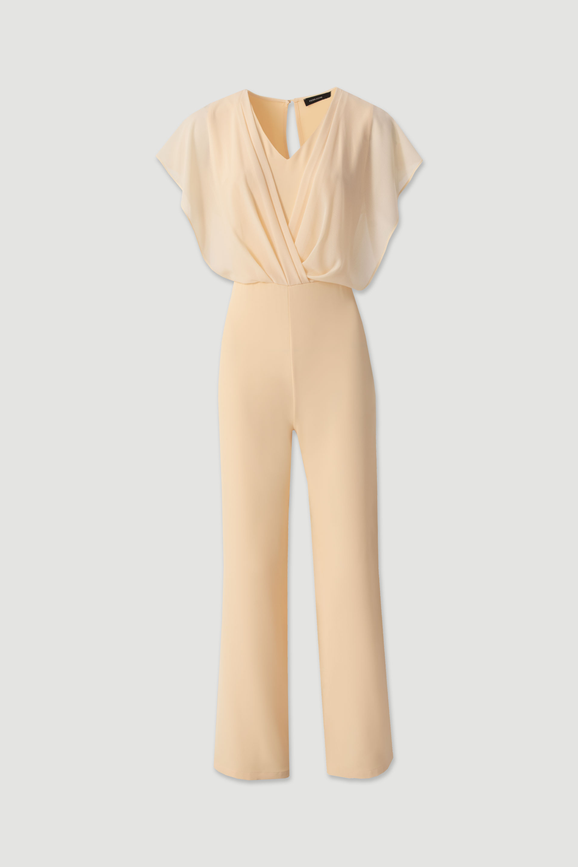 Flowy jumpsuit with a crossover neckline.
