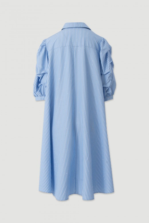 Striped shirt dress with rhinestone details Striped shirt dress with rhinestone details