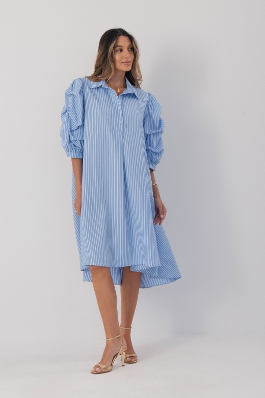 Striped shirt dress with rhinestone details Striped shirt dress with rhinestone details