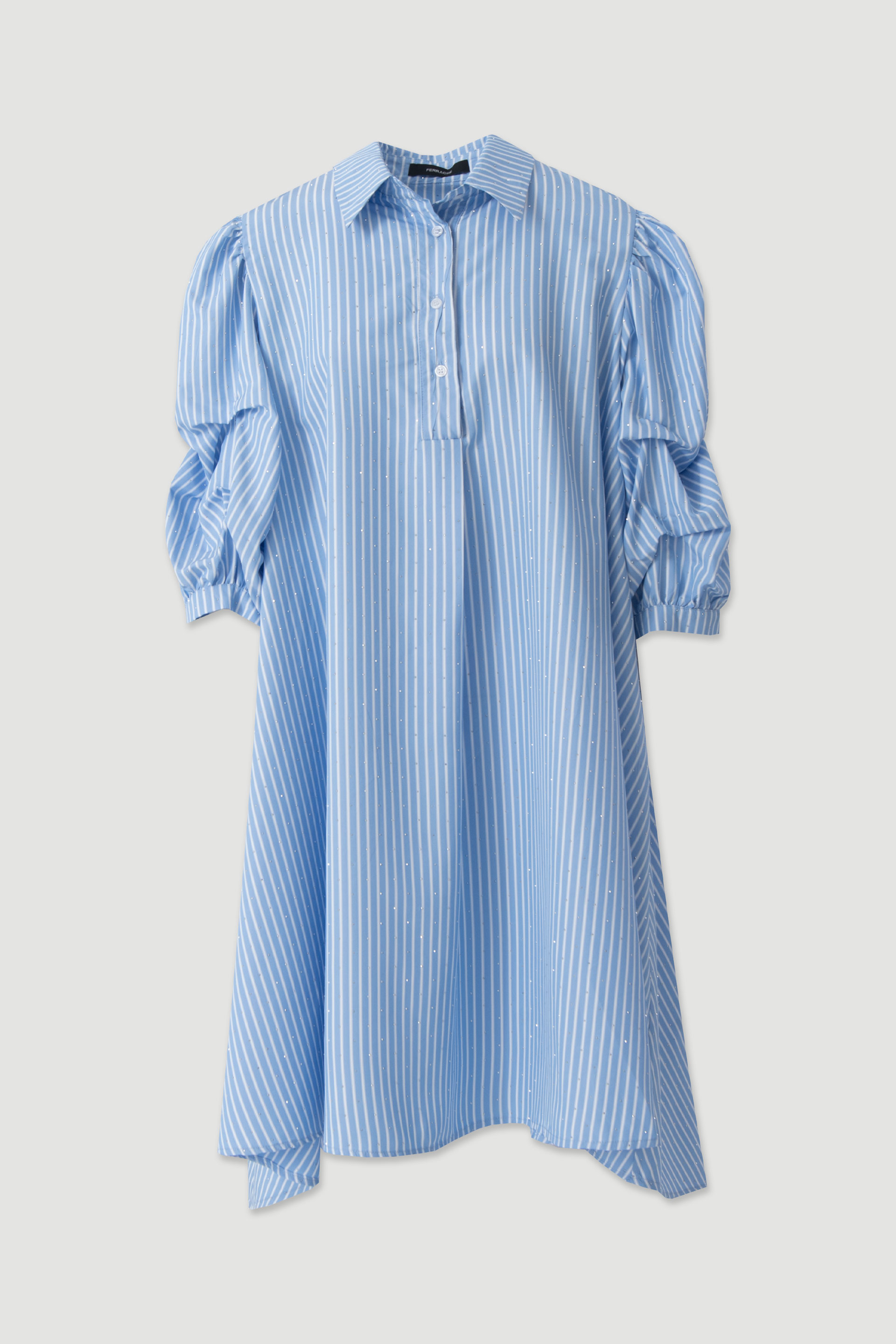 Striped shirt dress with rhinestone details