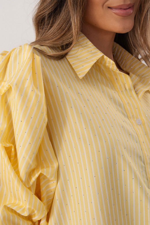 Striped shirt dress with rhinestone details Striped shirt dress with rhinestone details