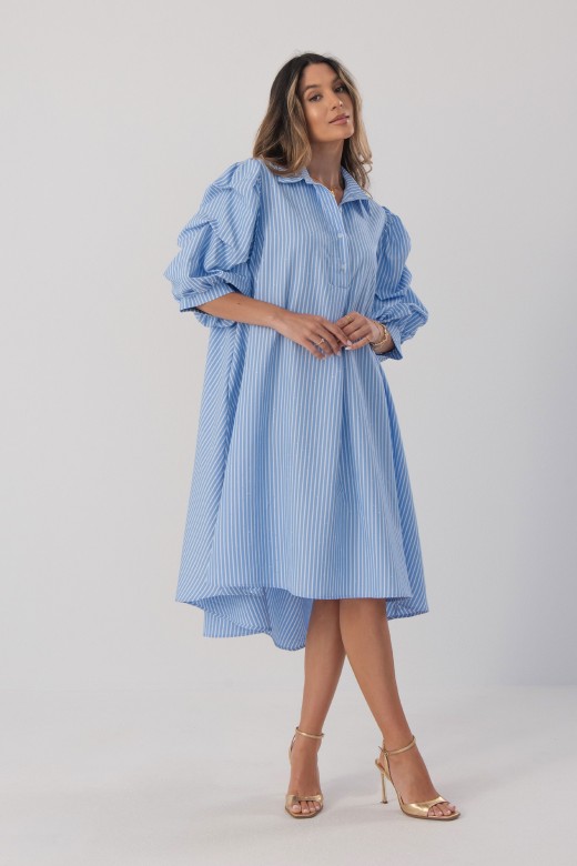 Striped shirt dress with rhinestone details Striped shirt dress with rhinestone details