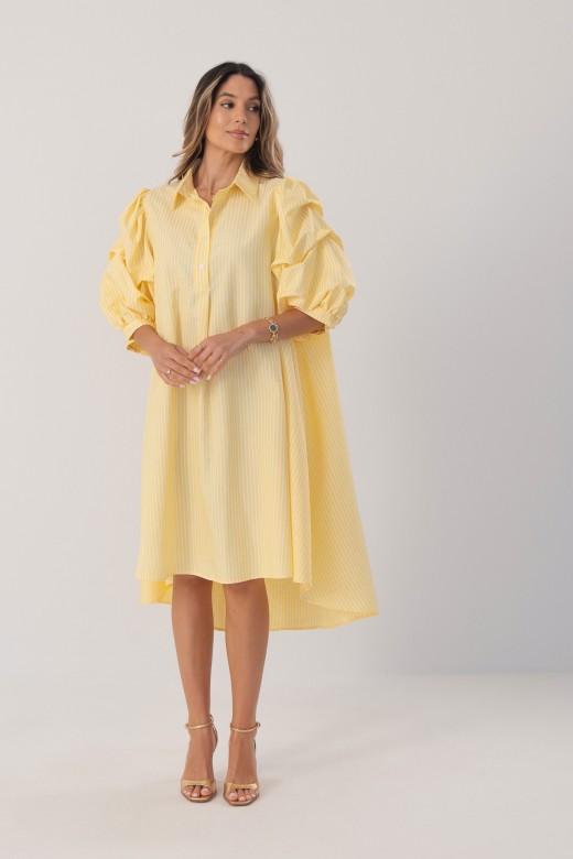Striped shirt dress with rhinestone details Striped shirt dress with rhinestone details