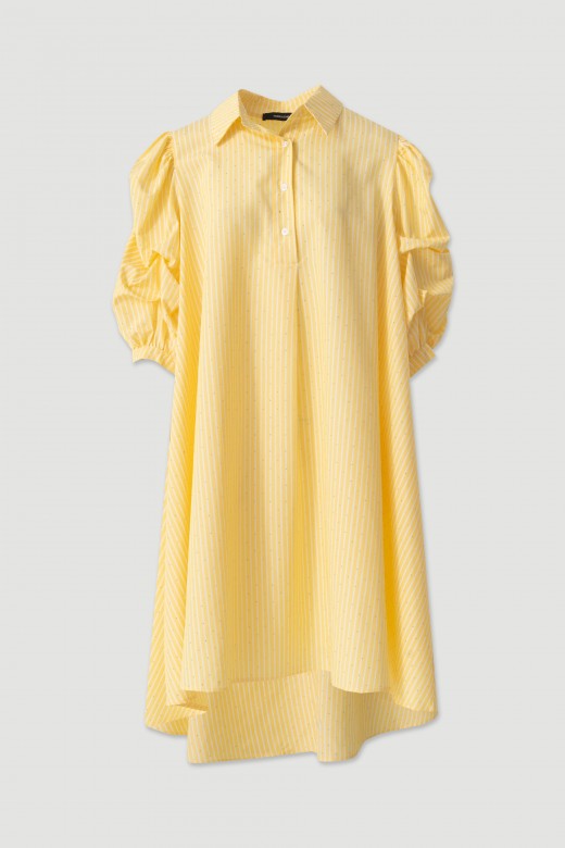 Striped shirt dress with rhinestone details Striped shirt dress with rhinestone details