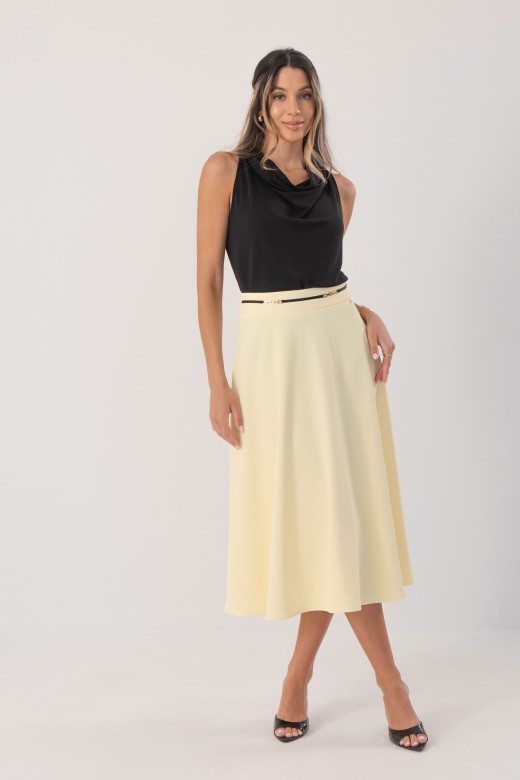 Flowy midi skirt with belt