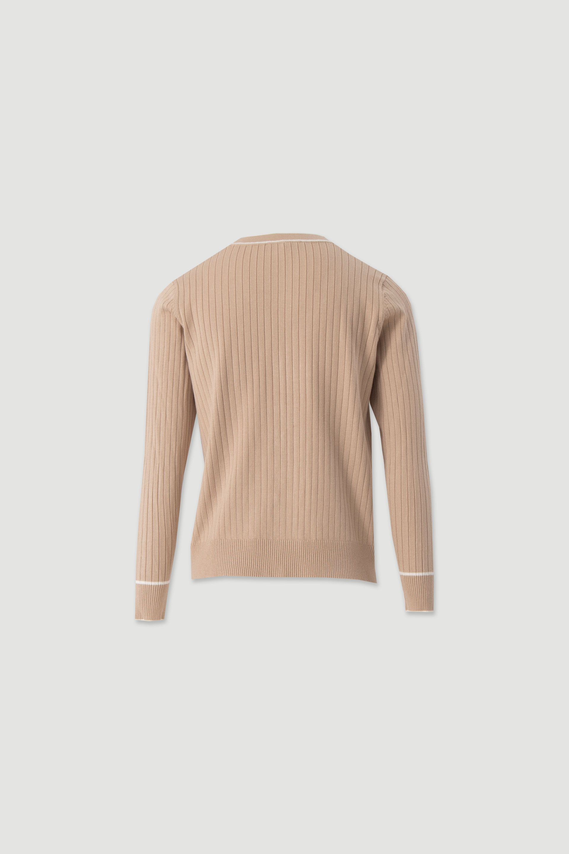 Ribbed knit cardigan with contrast trim