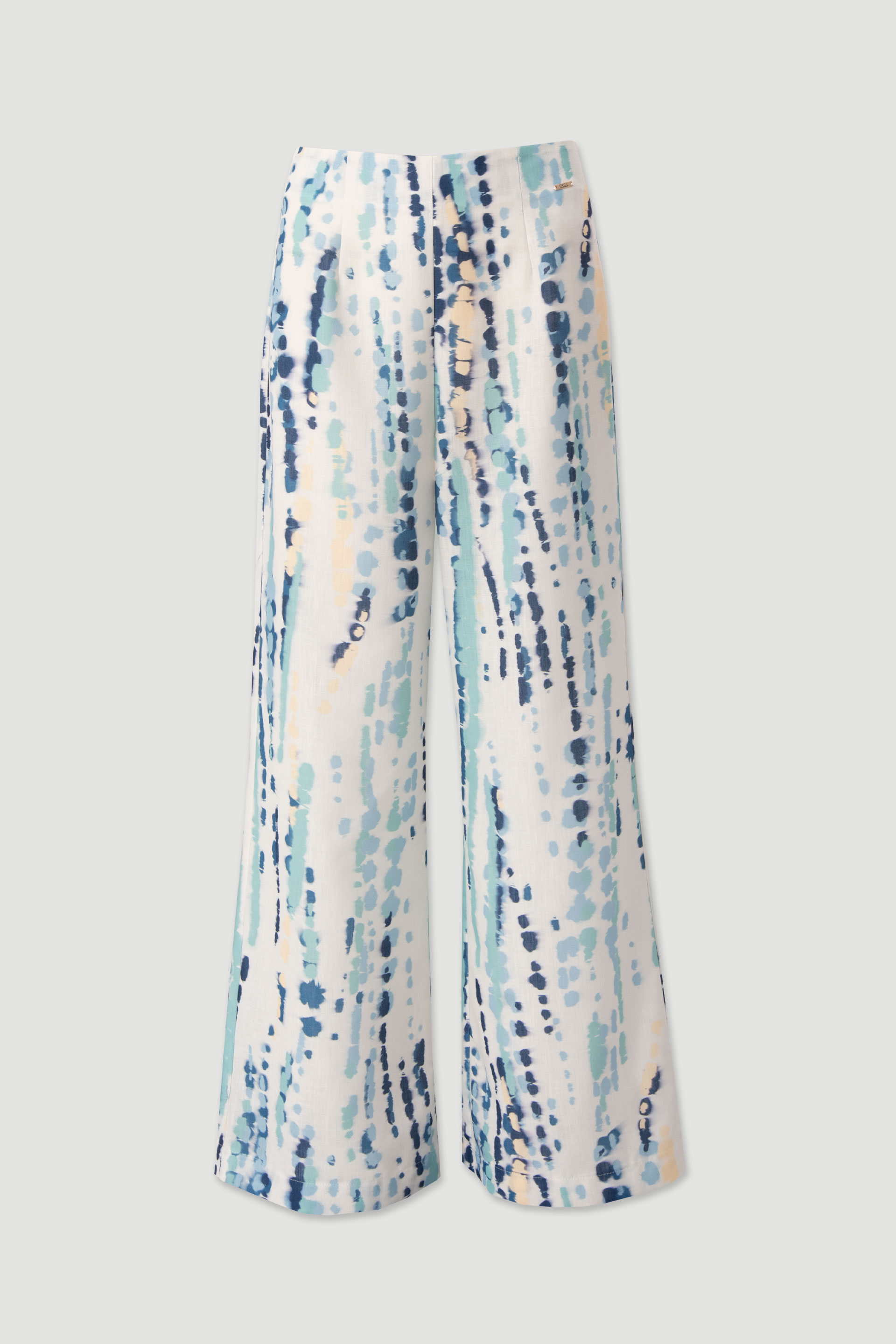 Linen-effect wide leg trousers