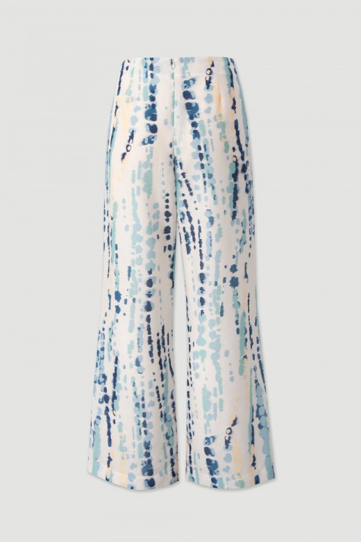 Linen-effect wide leg trousers Linen-effect wide leg trousers
