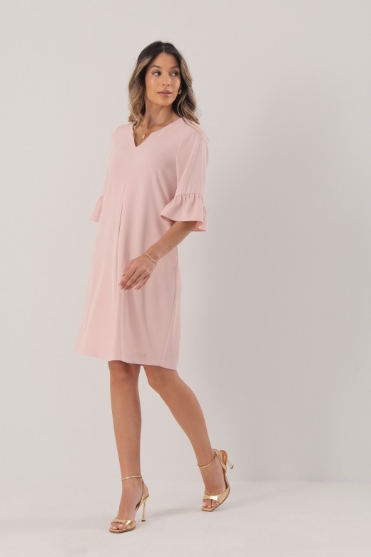 Dress with v-neckline and ruffle sleeves Dress with v-neckline and ruffle sleeves