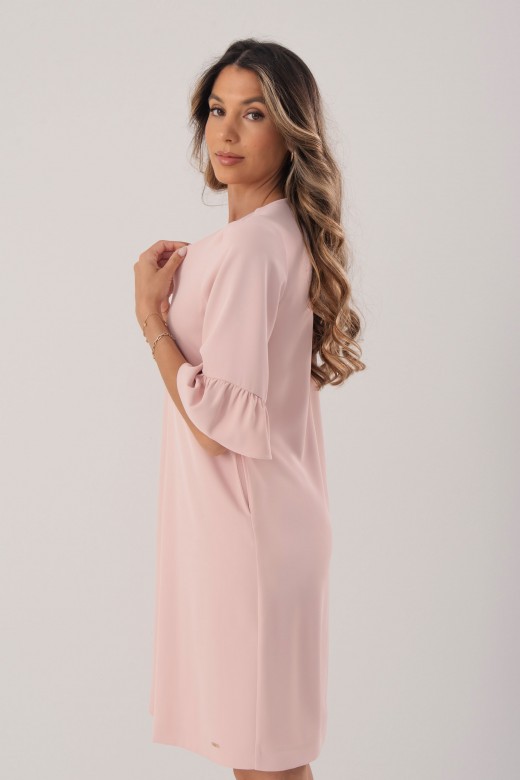 Dress with v-neckline and ruffle sleeves Dress with v-neckline and ruffle sleeves