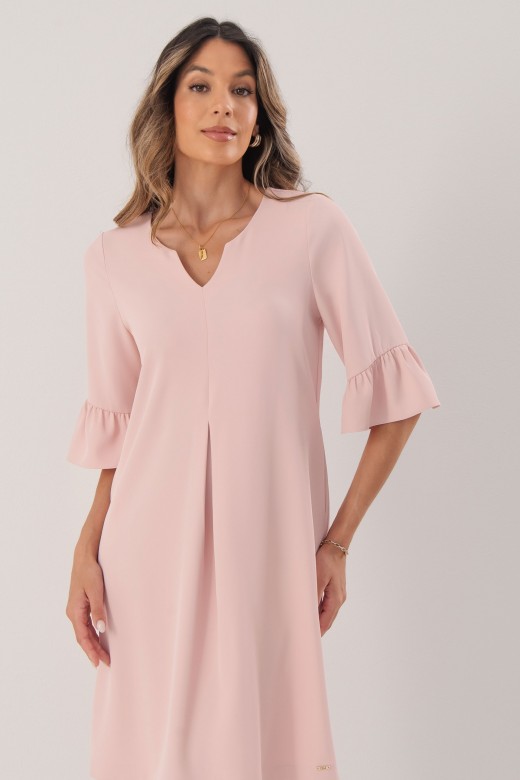 Dress with v-neckline and ruffle sleeves Dress with v-neckline and ruffle sleeves