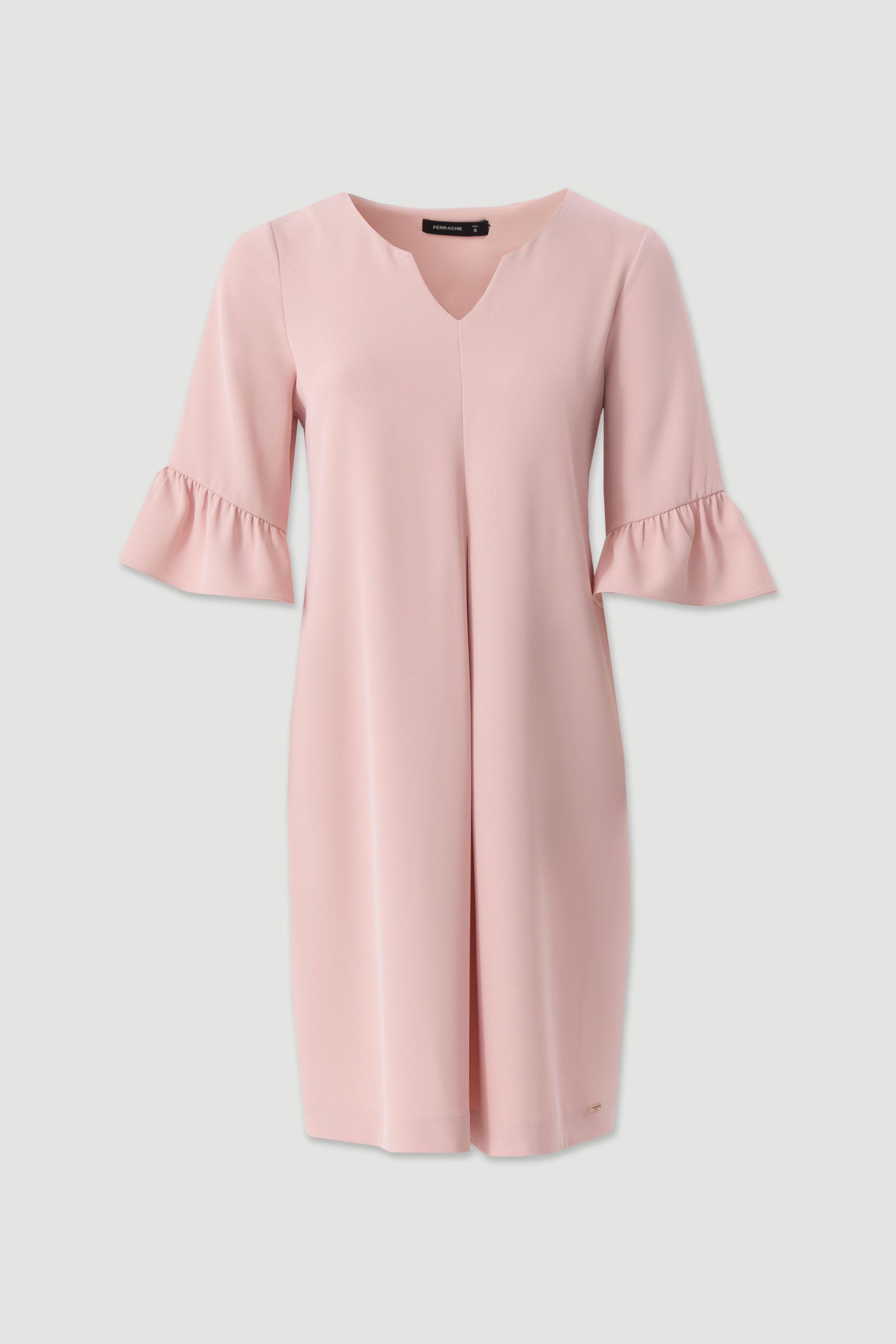 Dress with v-neckline and ruffle sleeves