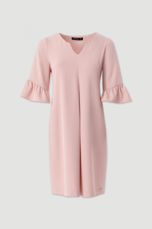 Dress with v-neckline and ruffle sleeves Dress with v-neckline and ruffle sleeves