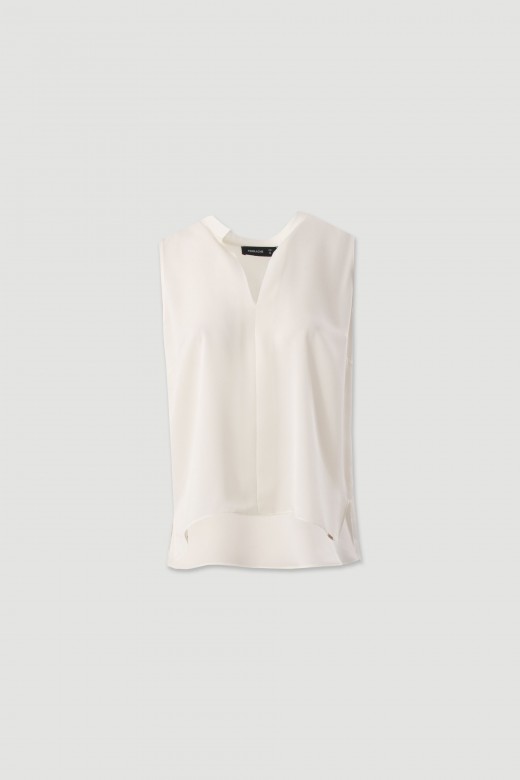 Sleeveless top with stand collar Sleeveless top with stand collar