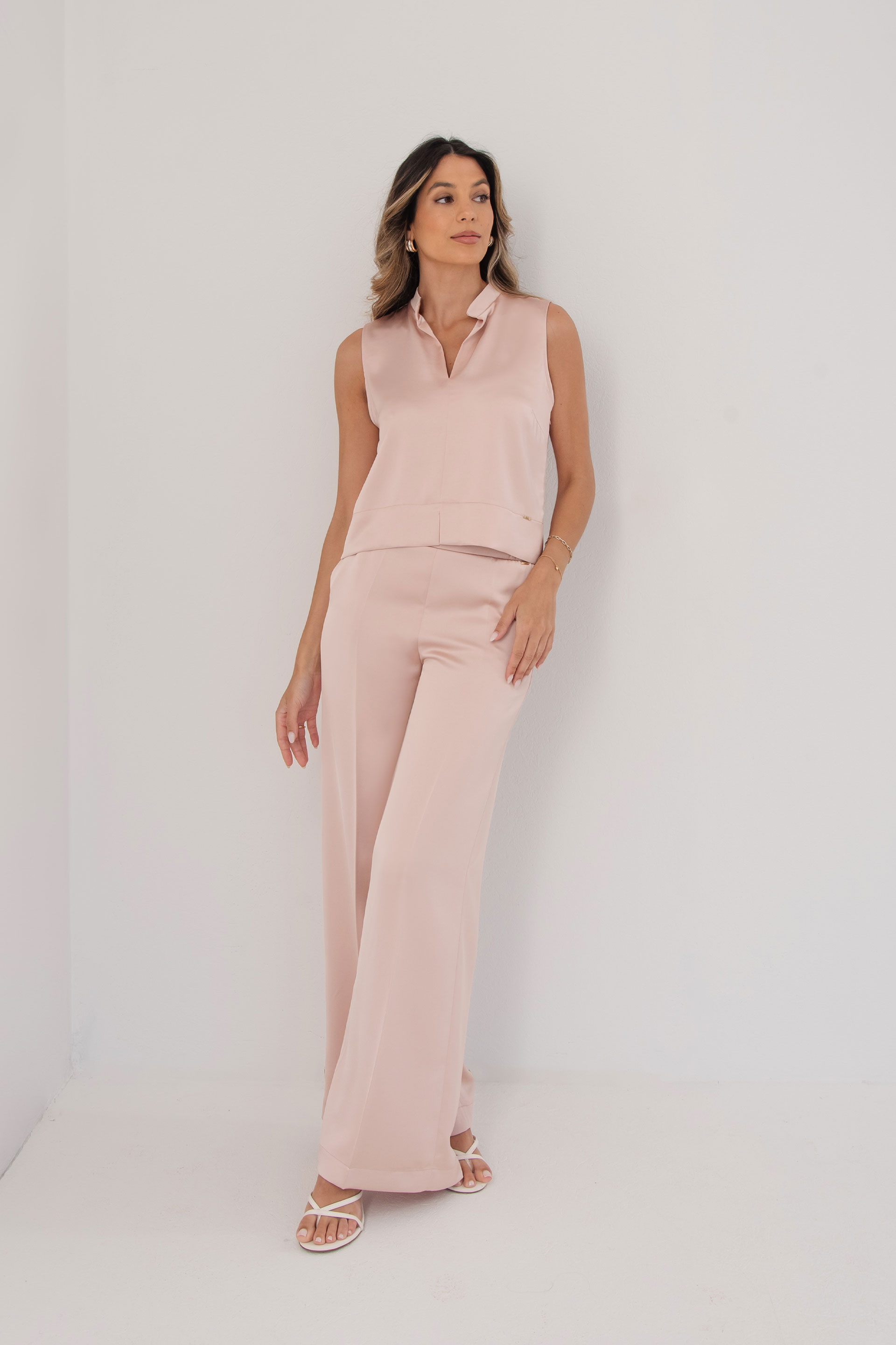 Satin fluid trousers