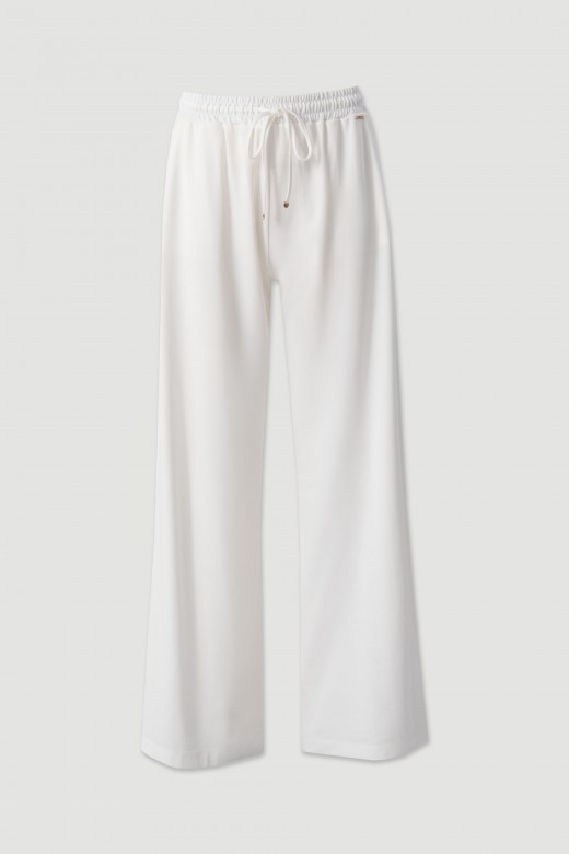 Wide-leg knit trousers with elastic waistband Wide-leg knit trousers with elastic waistband