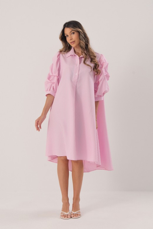 Striped shirt dress with rhinestone details Striped shirt dress with rhinestone details