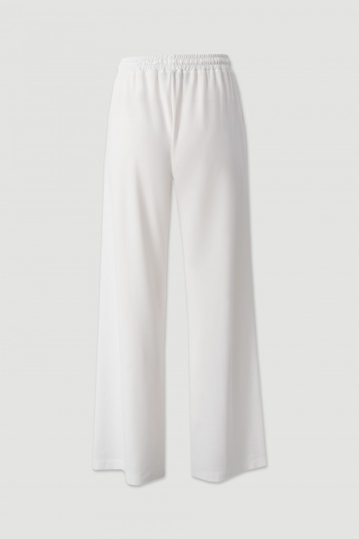 Wide-leg knit trousers with elastic waistband Wide-leg knit trousers with elastic waistband