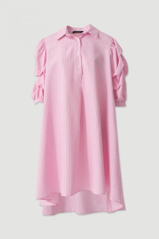 Striped shirt dress with rhinestone details Striped shirt dress with rhinestone details