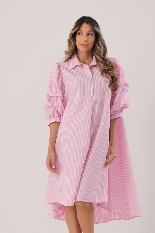Striped shirt dress with rhinestone details Striped shirt dress with rhinestone details