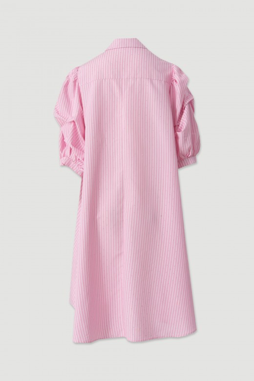 Striped shirt dress with rhinestone details Striped shirt dress with rhinestone details