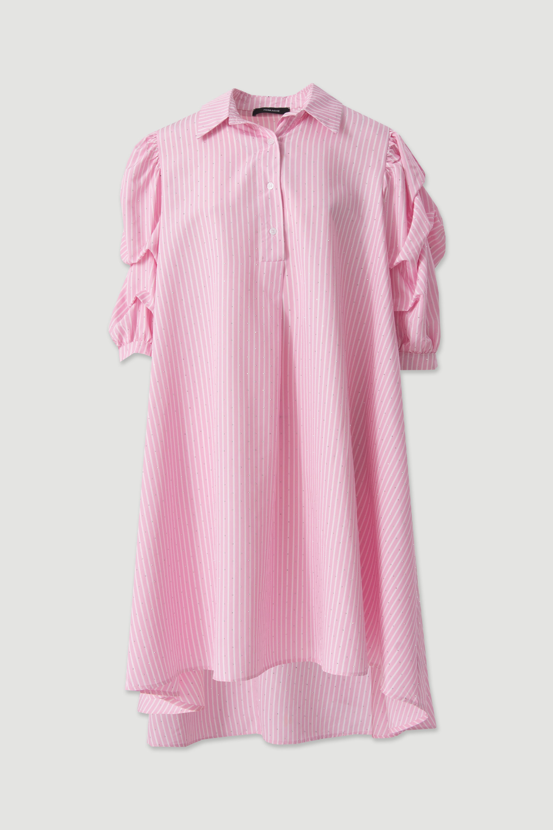 Striped shirt dress with rhinestone details