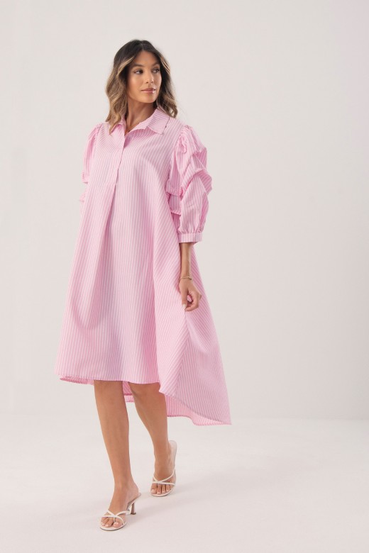 Striped shirt dress with rhinestone details Striped shirt dress with rhinestone details