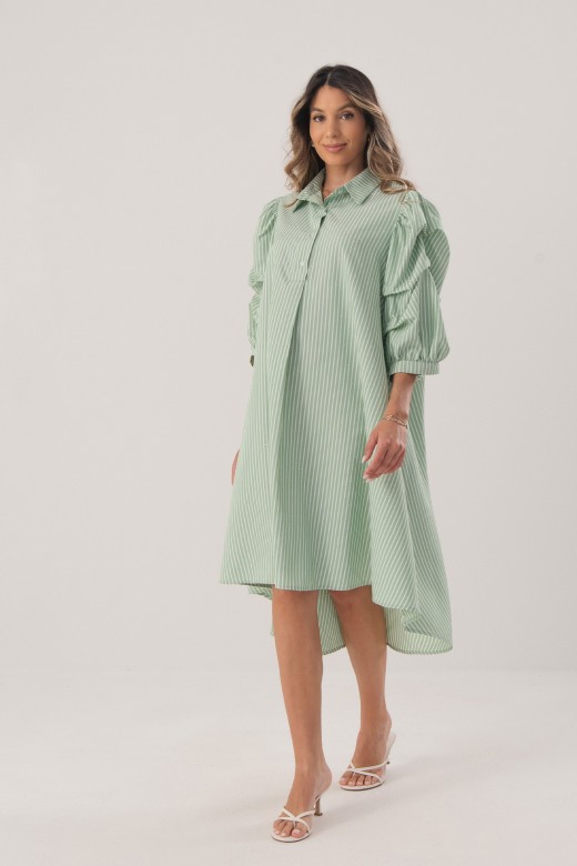 Striped shirt dress with rhinestone details Striped shirt dress with rhinestone details