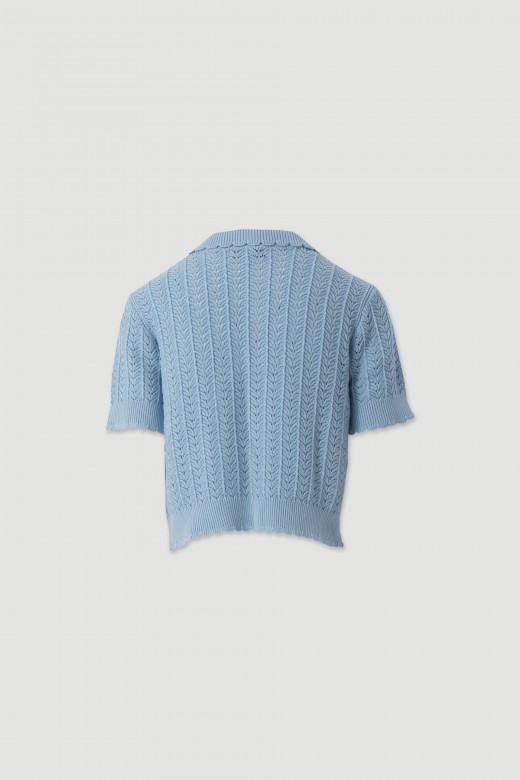 Textured cotton knit polo Textured cotton knit polo