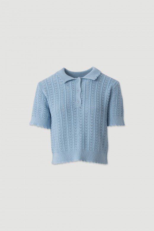Textured cotton knit polo Textured cotton knit polo