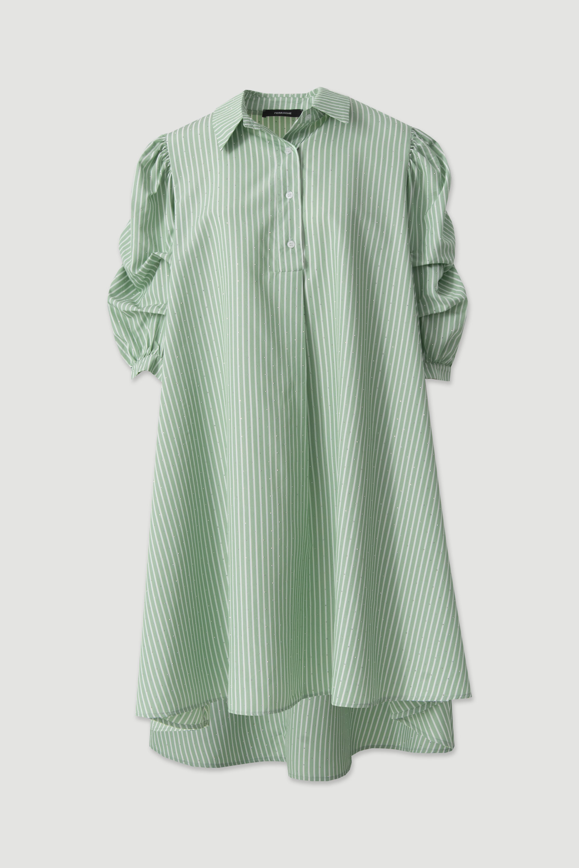 Striped shirt dress with rhinestone details