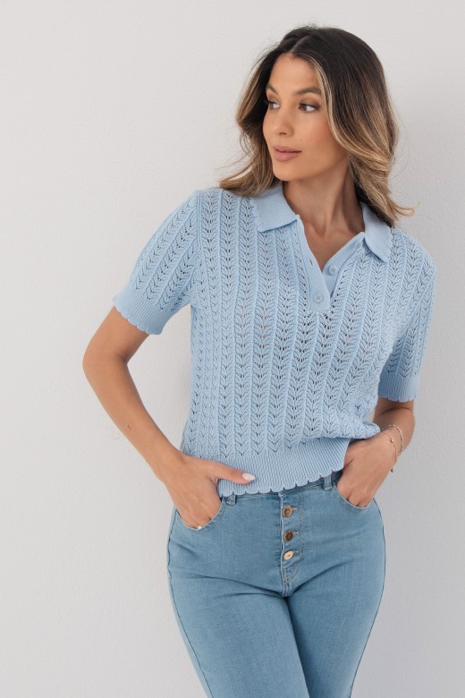 Textured cotton knit polo Textured cotton knit polo