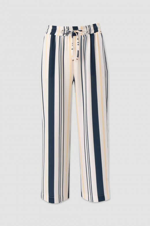 Striped trousers with elastic waistband Striped trousers with elastic waistband