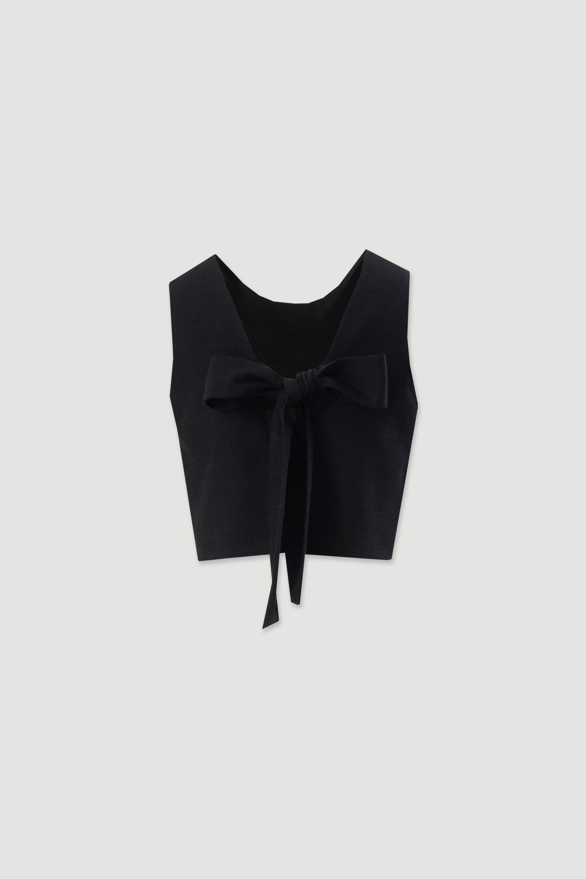Cropped textured top with back bow