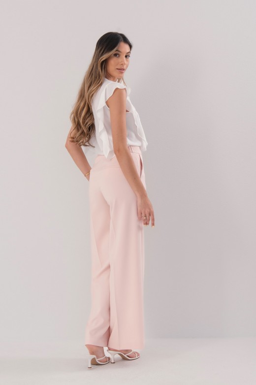 Classic high-waisted wide-leg trousers with elastic waistband Classic high-waisted wide-leg trousers with elastic waistband
