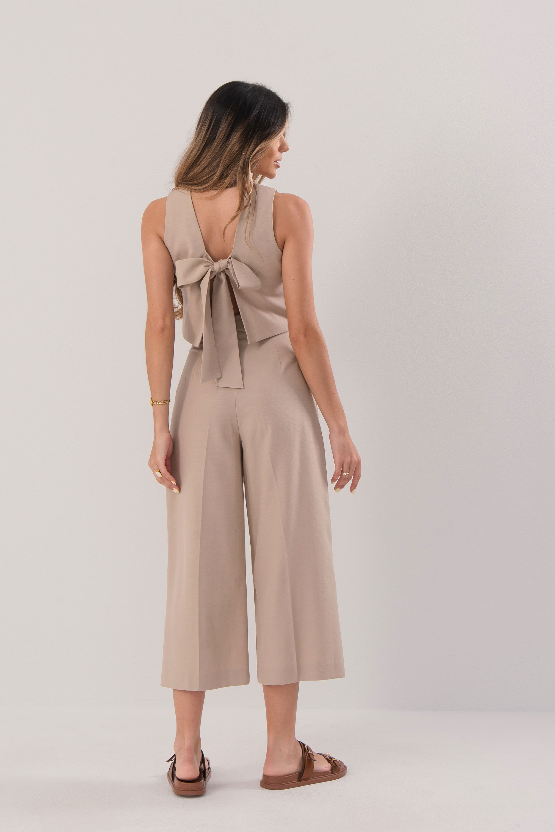 Textured culotte trousers