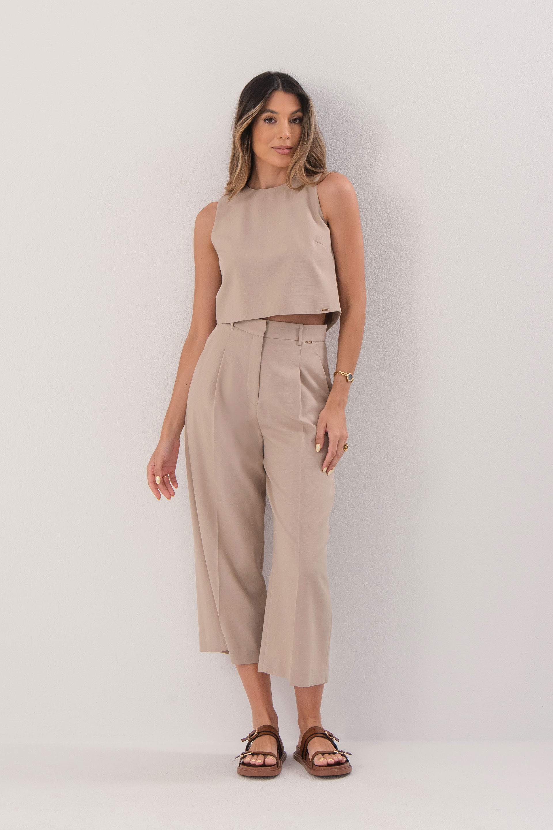 Textured culotte trousers